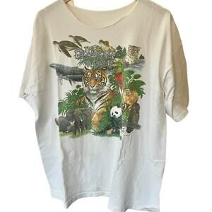 Vintage 90s Endangered Species of the World 1991 Single Stitch Cut Neck Shirt XL